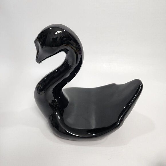 2 Vintage MCM Ceramic Swan Towel Holder Black Swan Retro Decor - Picture 7 of 8